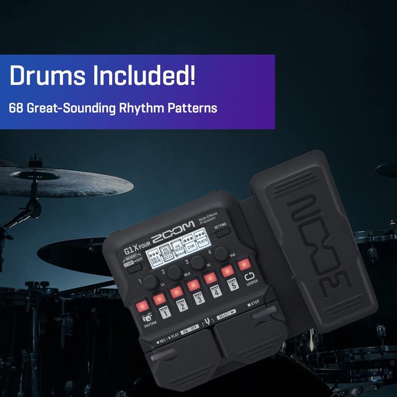 Processador Multiefeitos de Guitarra Zoom G1X Four com Pedal de